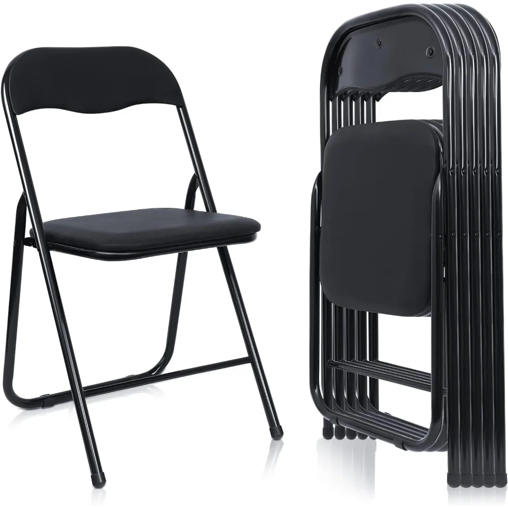 

6 Pcs Steel Folding Chair Set, Padded Seat, Portable Stackable, for Reception, Meeting Room, Office ,Capacity 330lbs