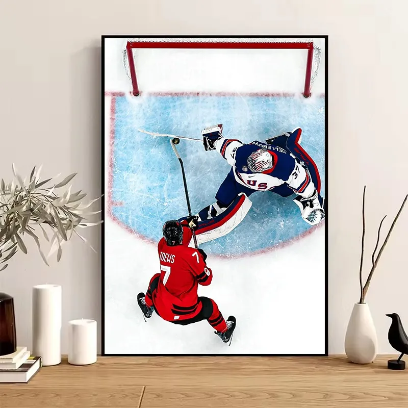Connor H-Hellebuyck Legendary Save Ice Hockey Sports Iconic Moment Poster Canvas Painting Wall Art Pictures Home Decor Gift