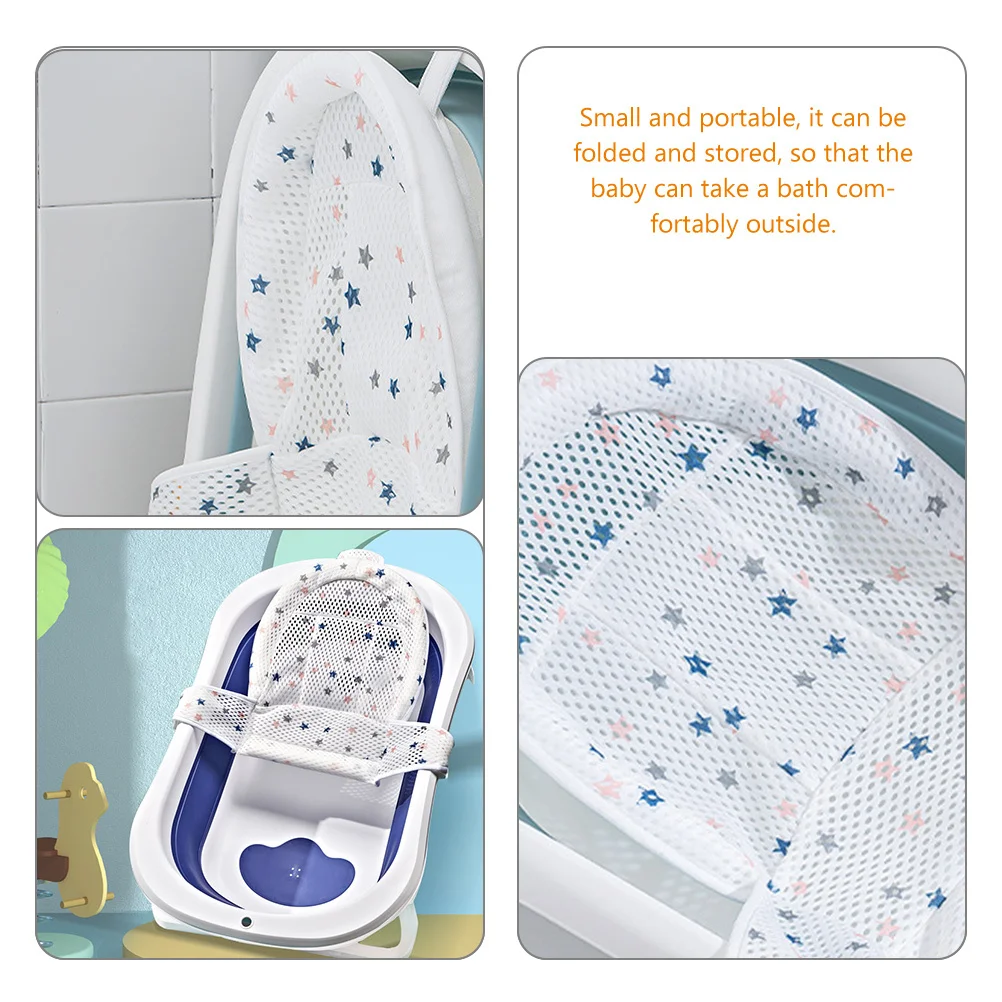 

Baby Bath Seat Support Net Infant Bathtub Foldable Shower Mesh Adjustable Anti Slip Baby Bathtub Mesh Bath Seat Support