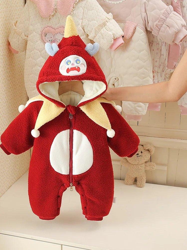 Thickened Winter Clothes Baby Romper Unisex Warm Climb Suit Small Age Cute Fluffy Clothes Korean Style Slim Fit Long Sleeve
