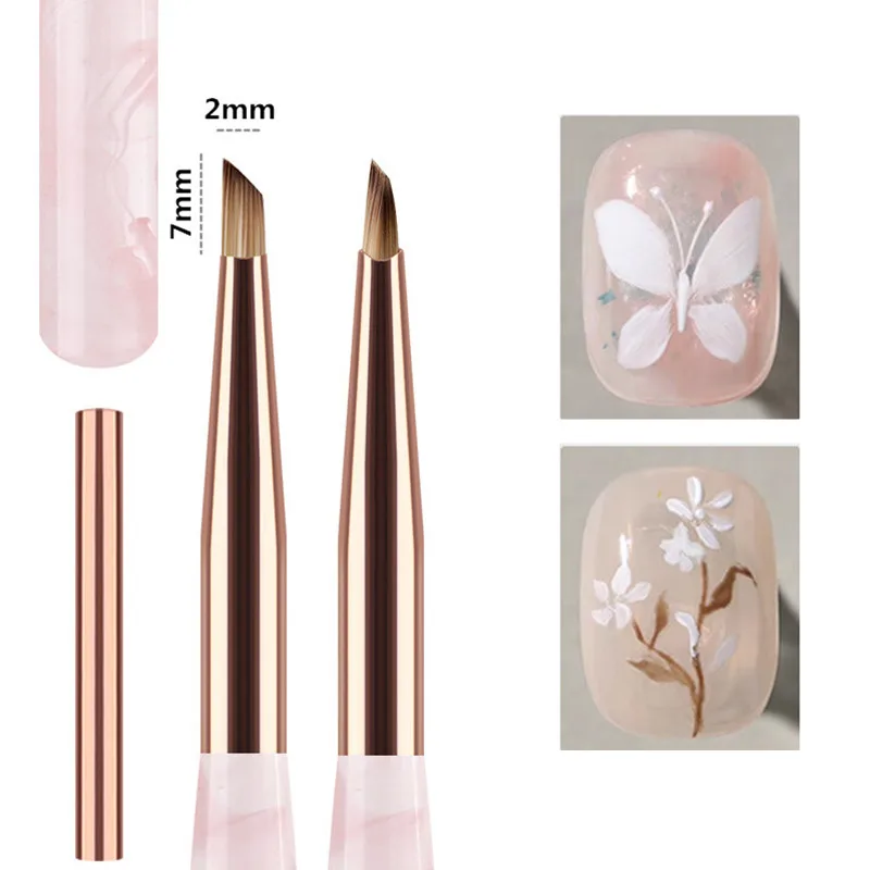 الثلاثي البتلة فرشاة الأظافر الاكريليك مسمار الفن بطانة فرشاة الخطوط الفرنسية المشارب شبكة زهرة اللوحة رسم PenManicure أدوات #1