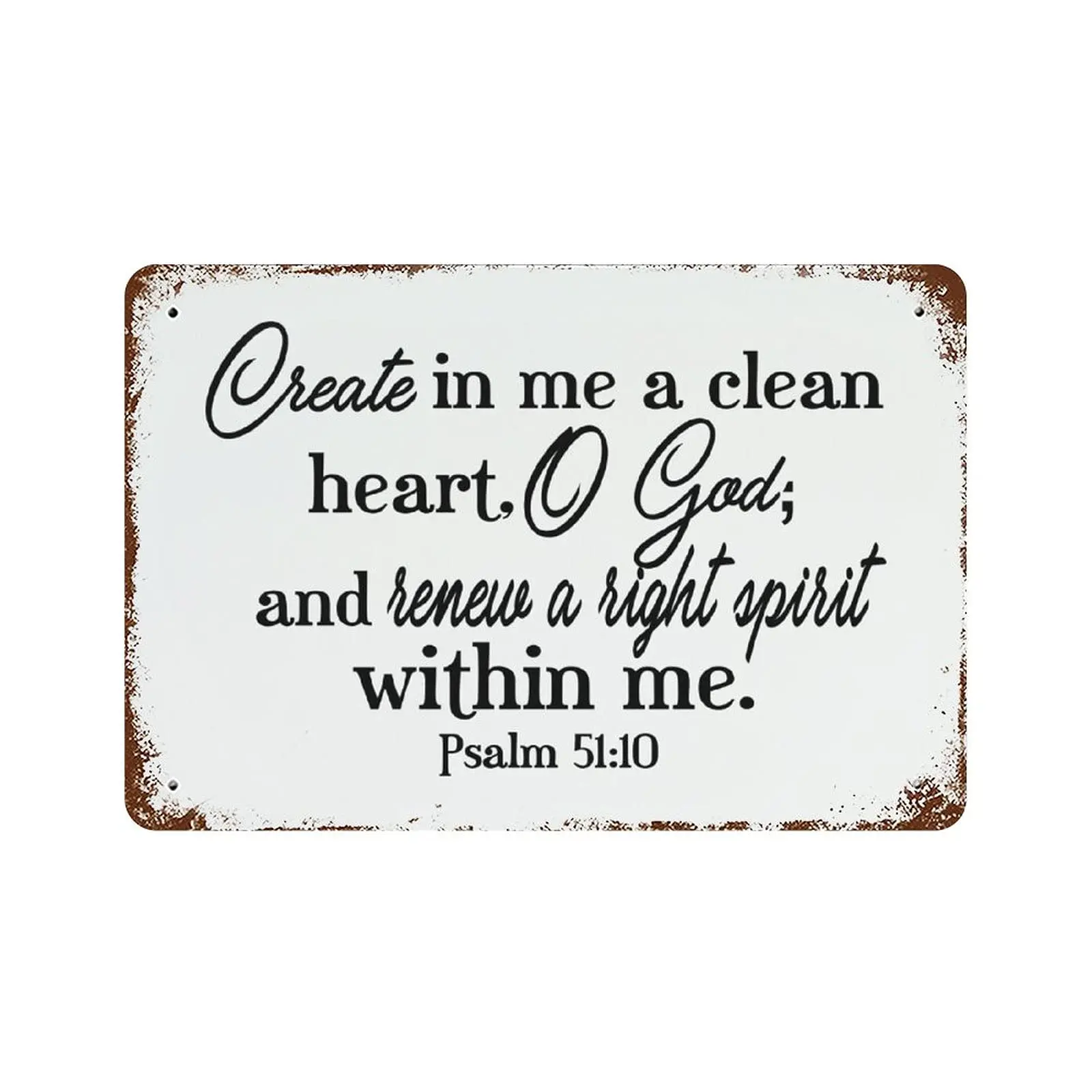 Vintage Retro Metal Tin Sign Create In Me A Clean Heart Funny Bible Saying Metal Sign Inspirational Quotes Hanging Sign Wall Art