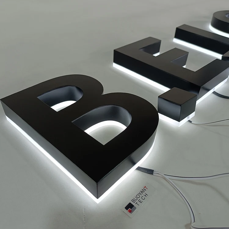 علامة شعار قطع معدنية للأعمال الخارجية في الأماكن المغلقة 3D قناة أكريليك Led علامة مضيئة #5