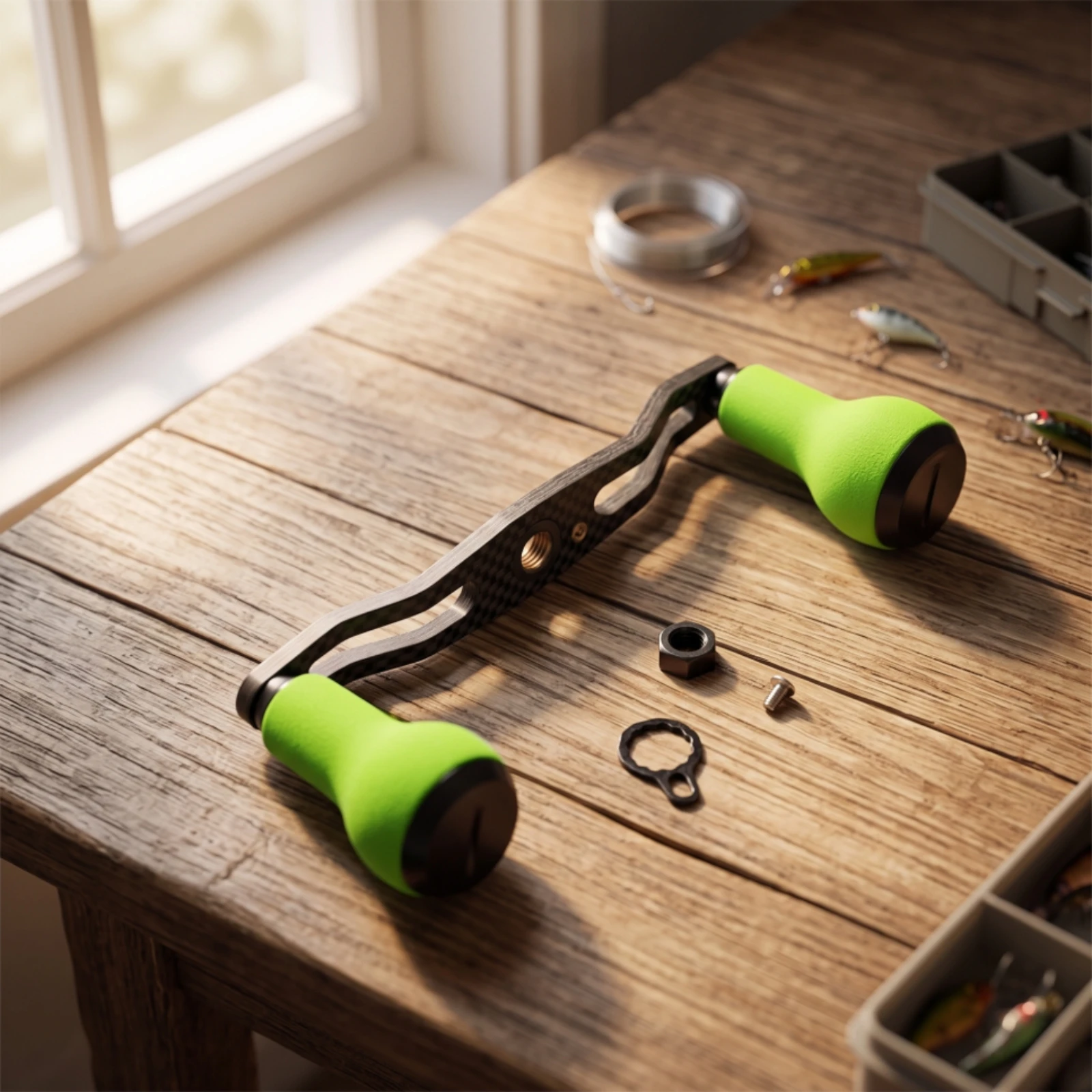 reel-handle-with-knobs-carbon-fiber-baitcasting-handle-hardware-universal-fit-heavy-duty-for-anglers