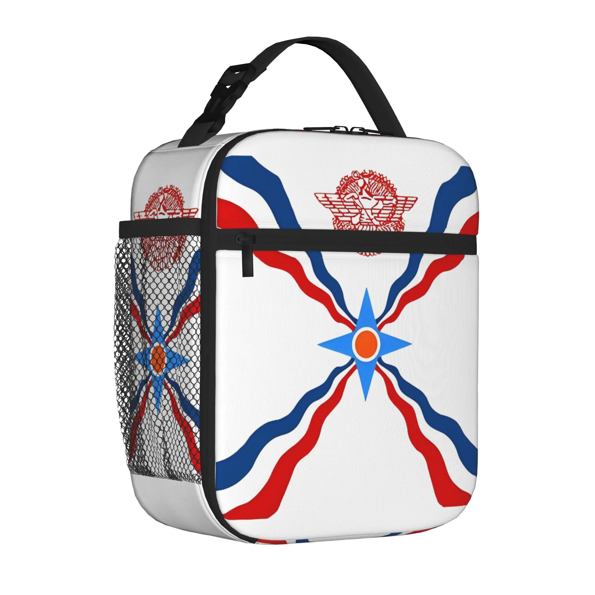 Assyrian Flag Naramsin Tote Insulated Lunch Bag Aramean Proud Portable Food Bags Leakproof Cooler Thermal Spacious Bento Box
