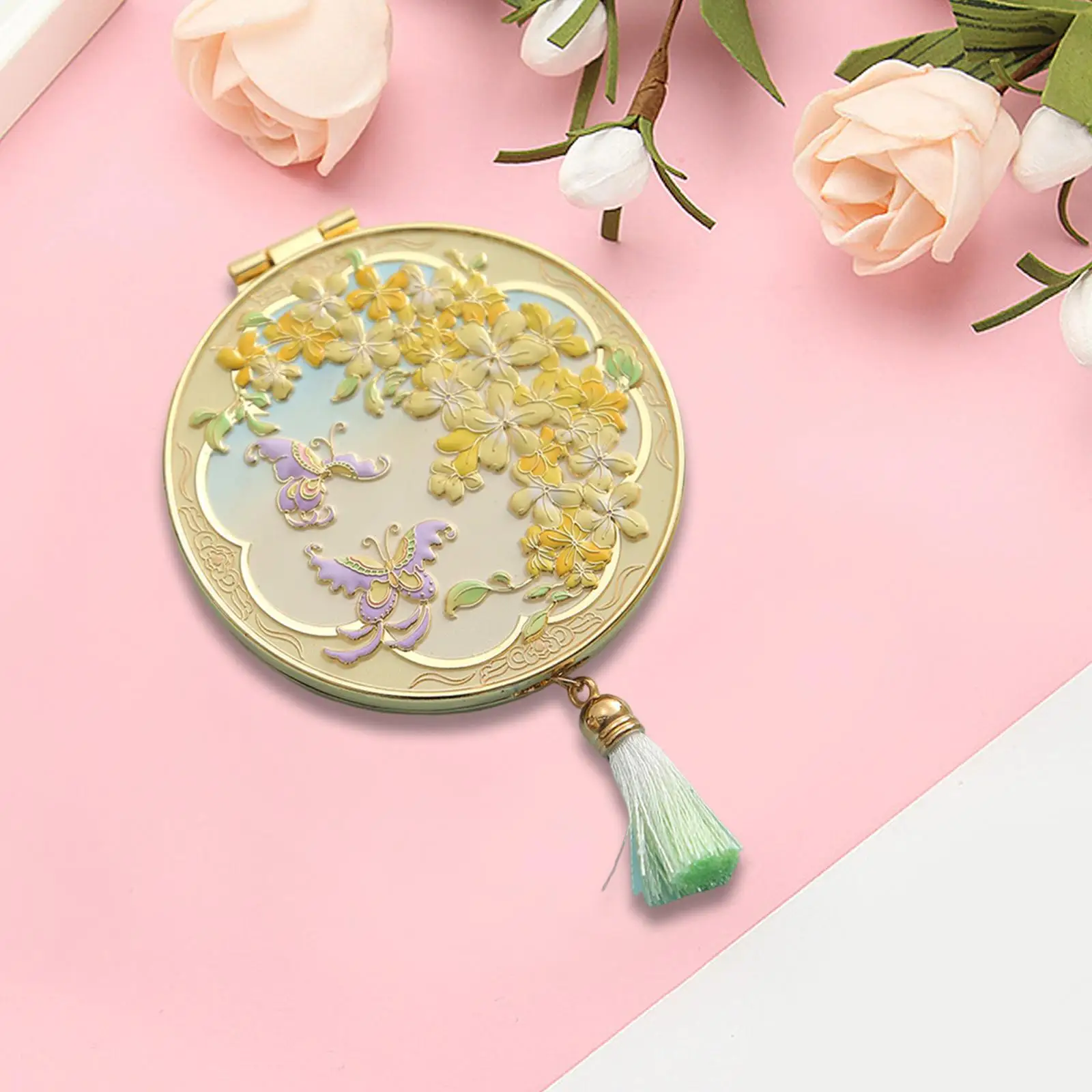 Espelho de maquiagem de viagem redondo criativo espelho cosmético para bolsa de bolso