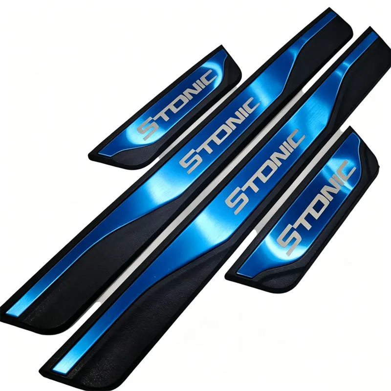 For Kia Stonic 2017 2018 2019 2020 2021 Car Door Sill Welcome Pedal Adhesive Threshold Protector Sticker ABS Steel Anti-Scratch