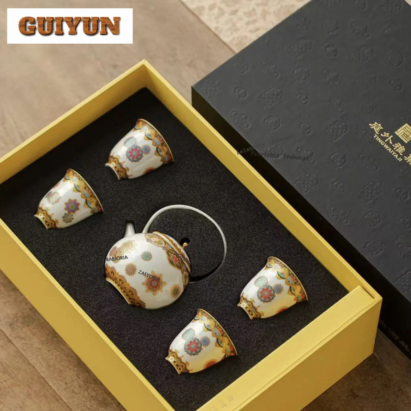 

Dunhuang Colour Enamels Tea Set Complete Set Boutique Tea Ceremony Set Teapot And Tea Cup Set Cafes Accessories Ornaments Craft