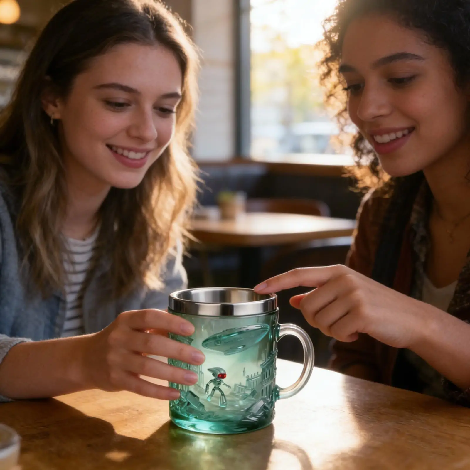 

Tea Mug 200ml 3D Alien Embossed Beverage Container Drink Mug With Stainless Steel Rim For Home Kitchen Work Break Morning