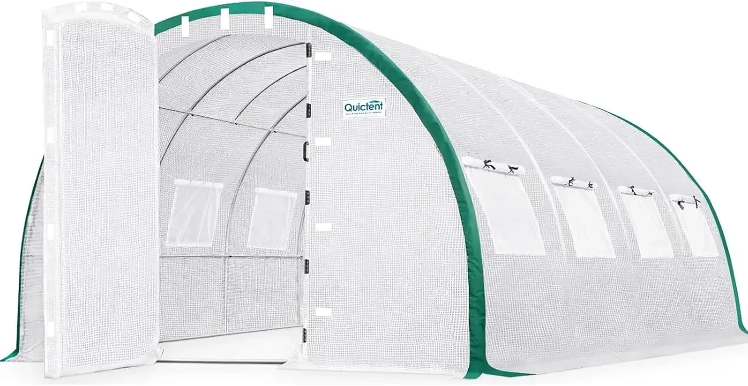 Premium Greenhouse Swing Door Large Walk-in Green Houses for Outdoors, Upgraded Tunnel Hoop House Frame and Cover for Outside