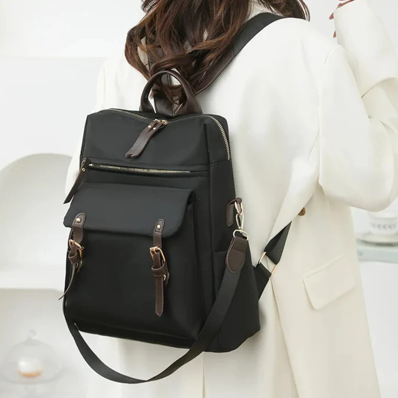 Mochila de moda para mujer, bolso de hombro, mochila de nailon impermeable de alta calidad, mochila de gran capacidad para estudiantes universitarios