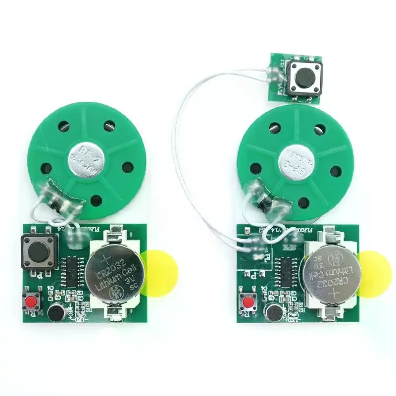 Módulo de grabación PCB de 25 segundos, Control de botón compacto con cinta adhesiva de doble cara, Chip de sonido grabable