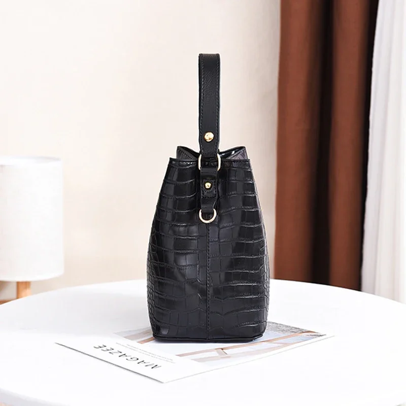 XOUHAM Retro Alligator Bucket Bags Women Crocodile Pattern Handbag Capacity Casual Crocodile Shoulder Messenger Bag Ladies Purse