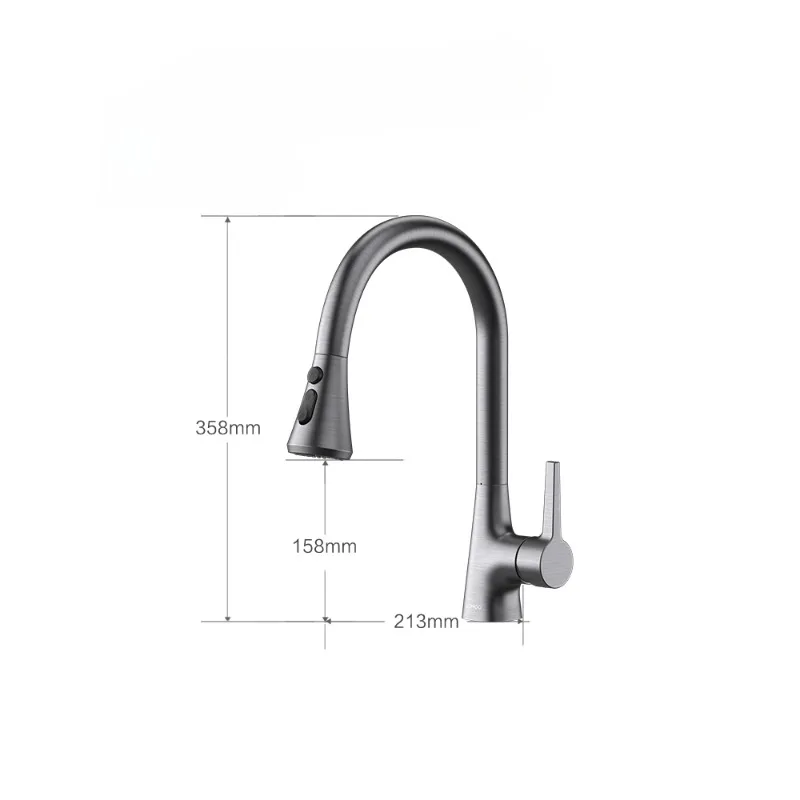 

Jiumu Bathroom Gun Grey Kitchen Pull Cold and Hot Faucet Rotating Telescopic Faucet Universal for Household Vegetable Basin Sink