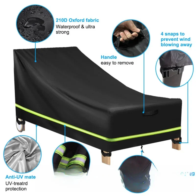 1 قطعة 420D أكسفورد غطاء مقعد الفناء مقاوم للماء في الهواء الطلق حديقة الأثاث الغبار المطر حامي مع أبازيم شريط عاكس #4