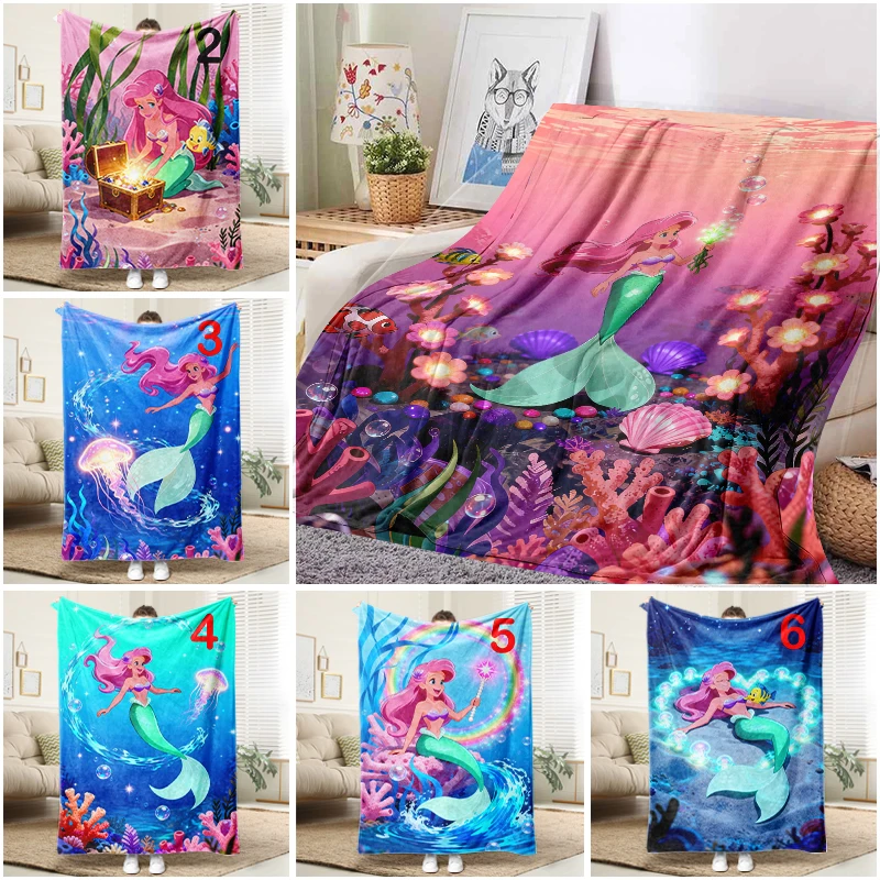 

Disney Little Mermaid Coral Blanket Flannel Throw Warm Sofa Bed Cover Home Decor