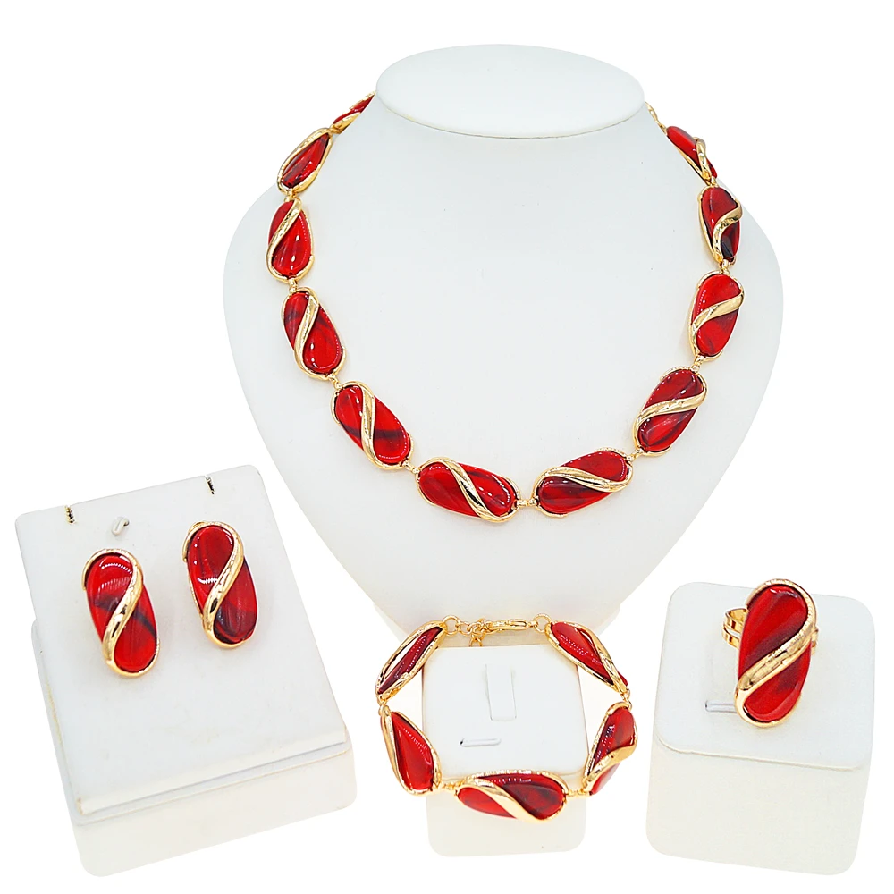 

Новый комплект ювелирных изделий из красного золота 18 карат, легкий стильный и высококачественный комплект ювелирных изделий