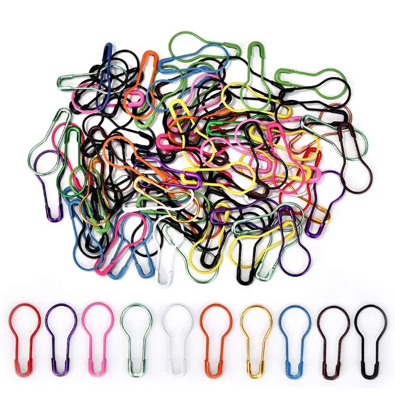 100pcs Safety Bulb Pins Pear Shaped Pins Metal Safety Pins Knitting Pin Calabash Crochet Stitch Pins For DIY Craft Sewing Cloth