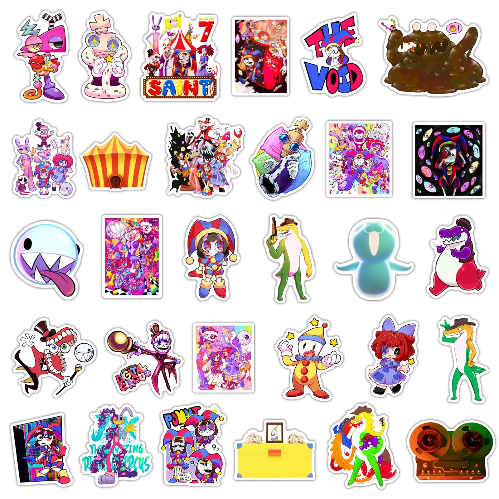 60PCS Cute The Amazing Digital Circus Stickers Kawaii Cartoon Decals Laptop Motorcycle Suitcase Notebook Waterproof Sticker