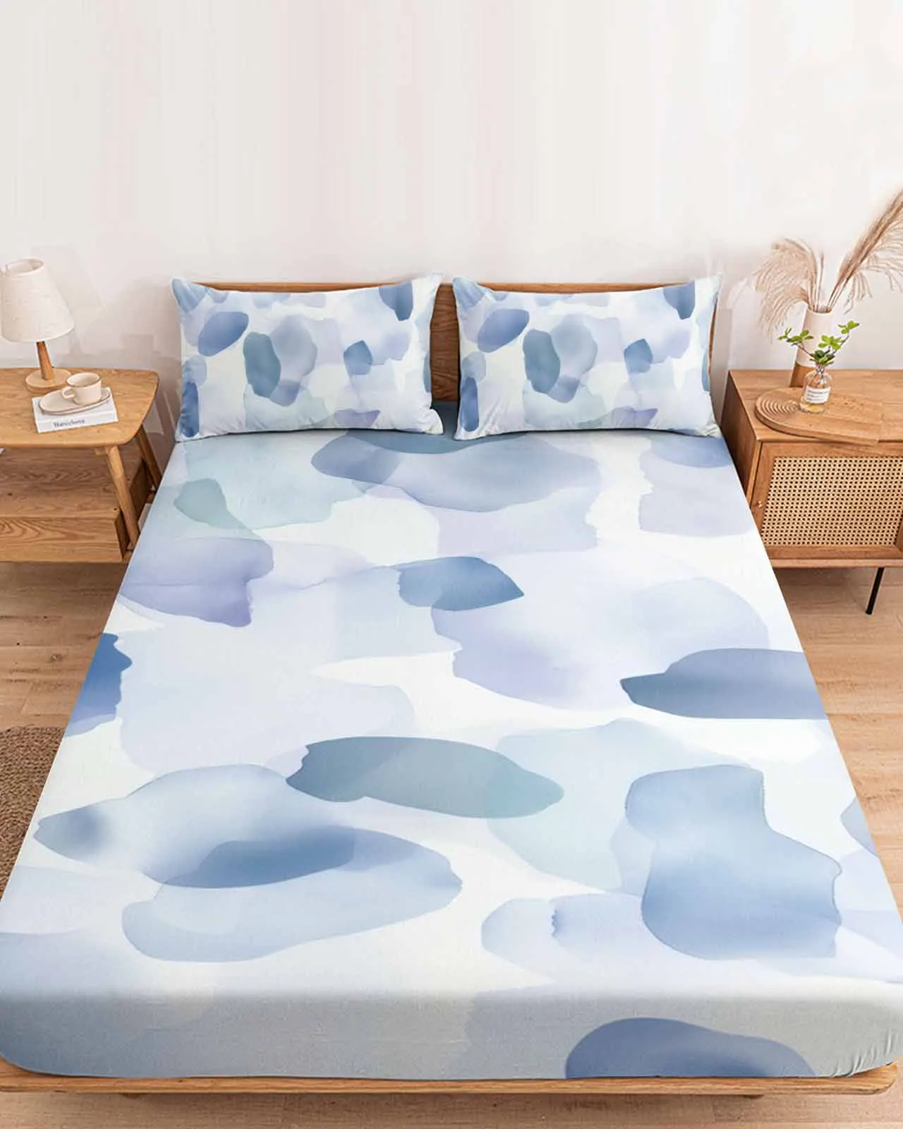 

Watercolor Blending Hand Drawn Polyester Fitted Sheet Mattress Cover Four Corners Elastic Band Bed Sheet Pilllowcase