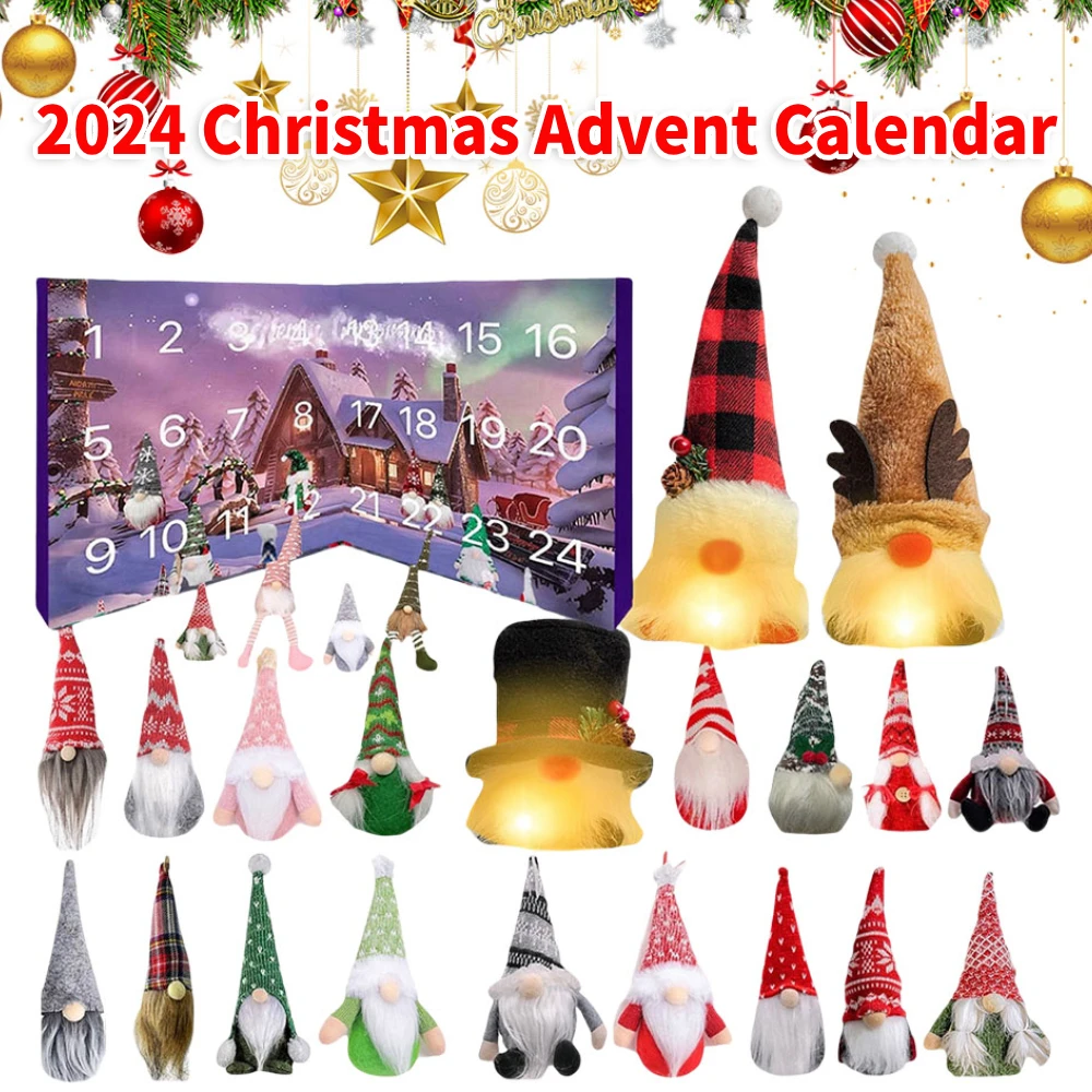 

Christmas Gnome Holidays Advent Calendar 2024 Gnome Dolls with Gnome Plush Toys Christmas Countdown Calendar for Kids Boys Girls