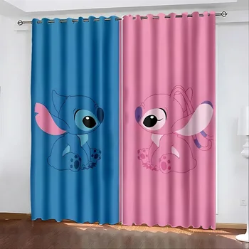 디즈니 만화 스티치 커튼은 소년과 소녀 침실 창문 거실 정전 커튼, 침실 장식에 적합합니다.