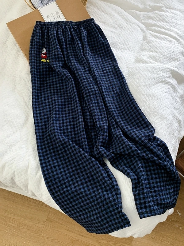 Pantalones largos a cuadros versátiles, informales, holgados, bordados nuevos, talla grande, 300 Pou Fat MM, coreanos, primavera y otoño