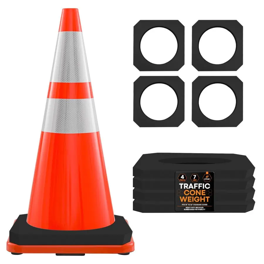 

Конус безопасности дорожного движения Вес 7 фунтов Сверхмощное восьмиугольное резиновое основание Подходит для конусов от 18 до 36 из переработанной резины для строительного усилителя High Tra