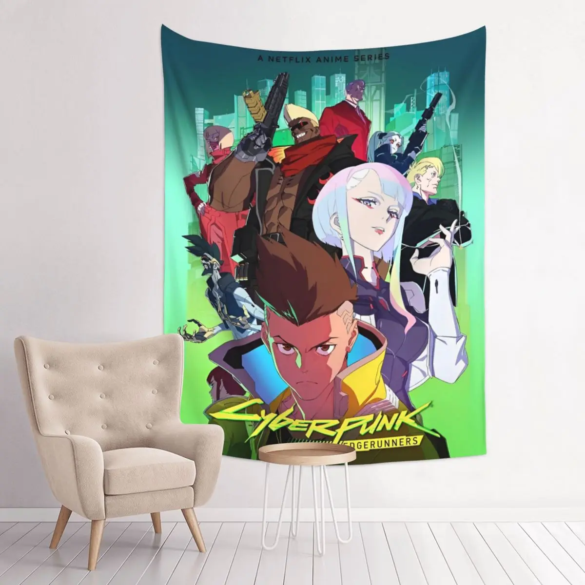 Cyberpunk Edgerunners Rebecca Anime Tapestry Wall Hanging Hippie Polyester Tapestry Fantasy Decoration Wall Decor Wall Cloth