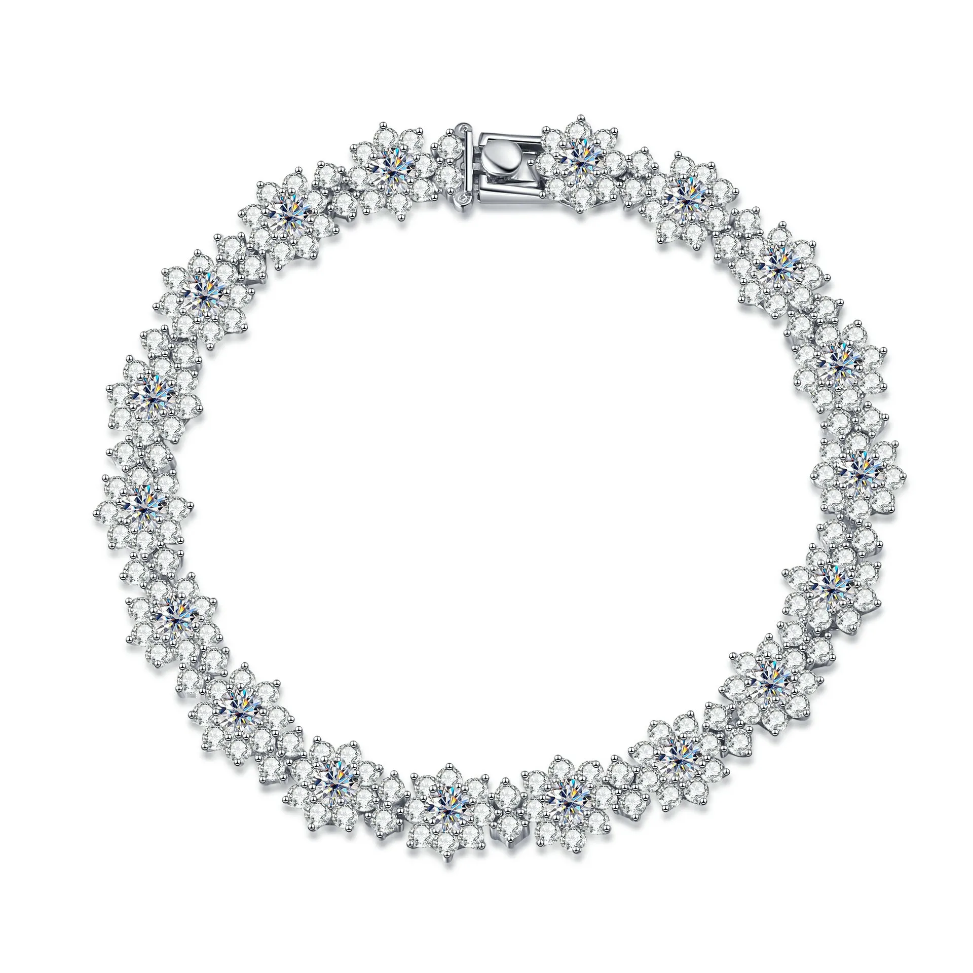 

D цвет VVS1 муассанит браслет для женщин стерлингового серебра 925 пробы с бриллиантами браслет с подсолнухом свадебные роскошные ручные украшения