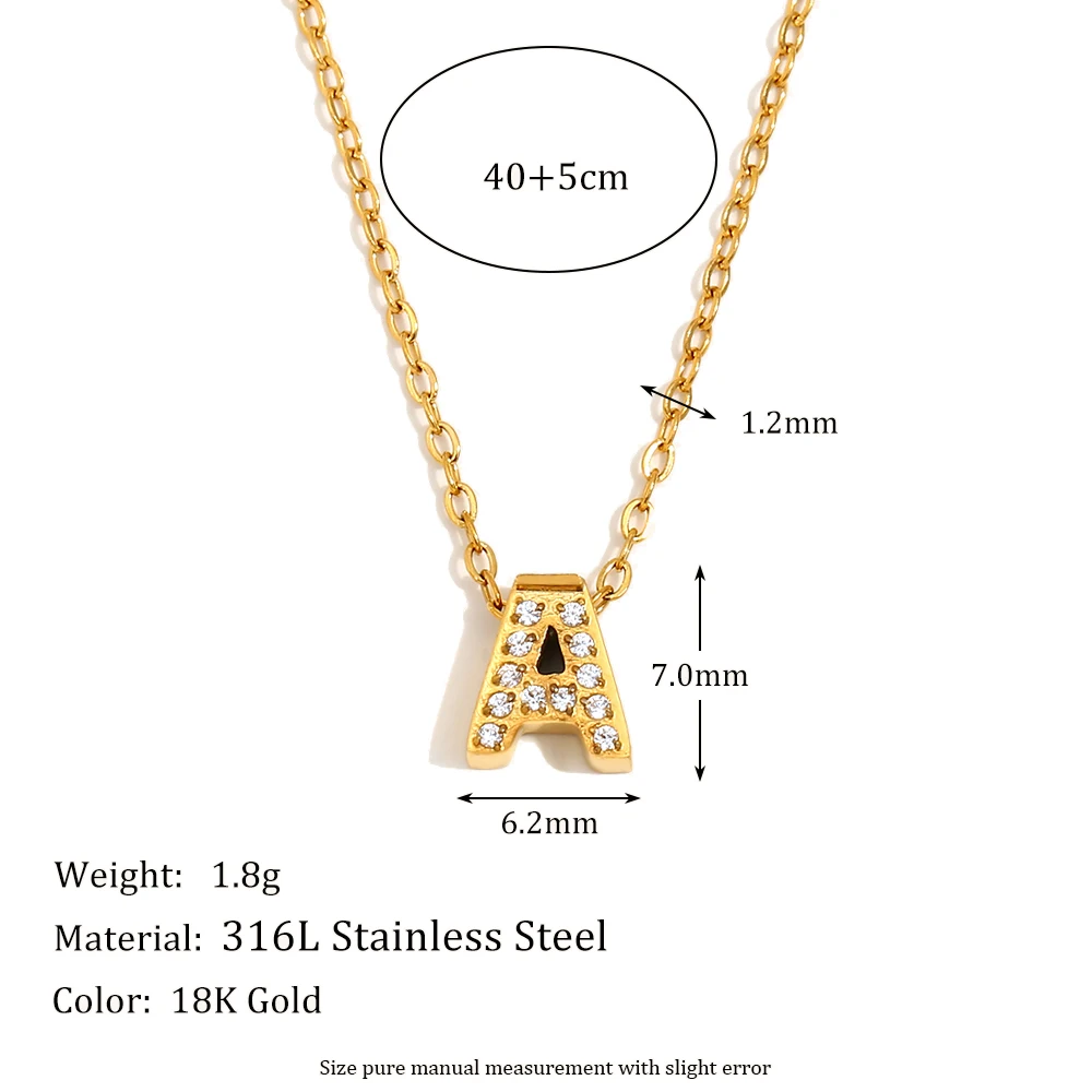 E.B.belle Glänzende Mini-Strass-Halskette mit 26 Buchstaben, 18 Karat vergoldeter Edelstahl, erstklassiger modischer Damen-Halsschmuck – Detail 1