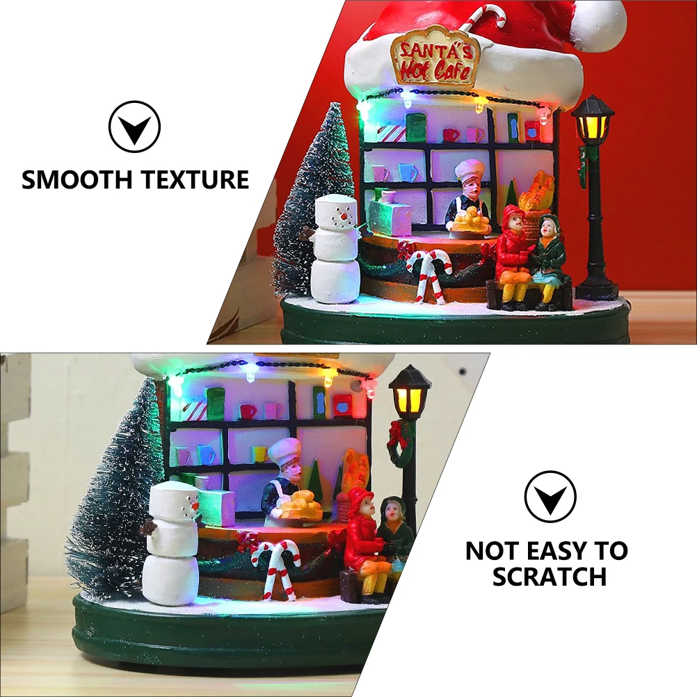 1pc Glowing House Ornament Resin Christmas Decor Desktop Festival Party Home Xmas Bedroom Decorative