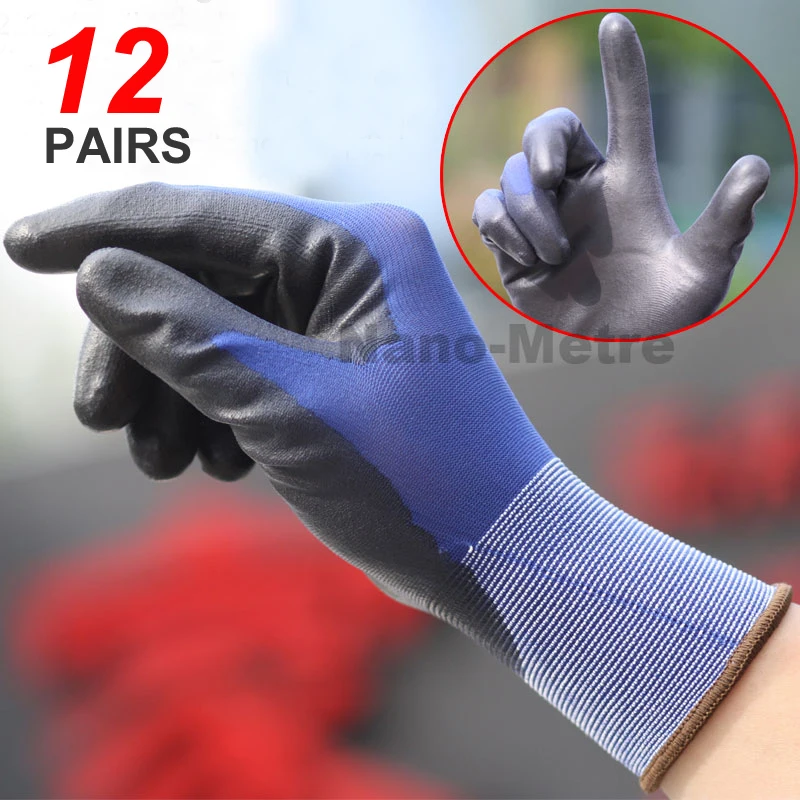 24Pieces/12 Pairs Safety Work Gloves,Light duty Industrial Protective Gloves For Carry Handling & Gardening,CE Certified