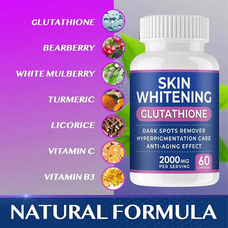 1 bottle Glutathione Capsule for Removing Melanin, Antioxidant Stress, Whitening and Brightening Diet Supplement