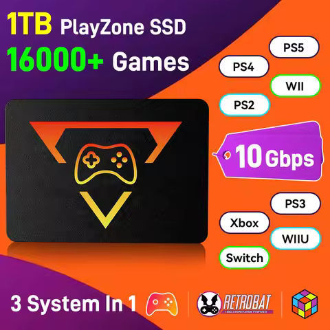 Portable Retro Game SSD PlayZone 1TB Launchbox/Playnite/Retrobat Emulator Game HDD For PS5/Xbox/Switch/PS4/PS3 With 16000+ Games