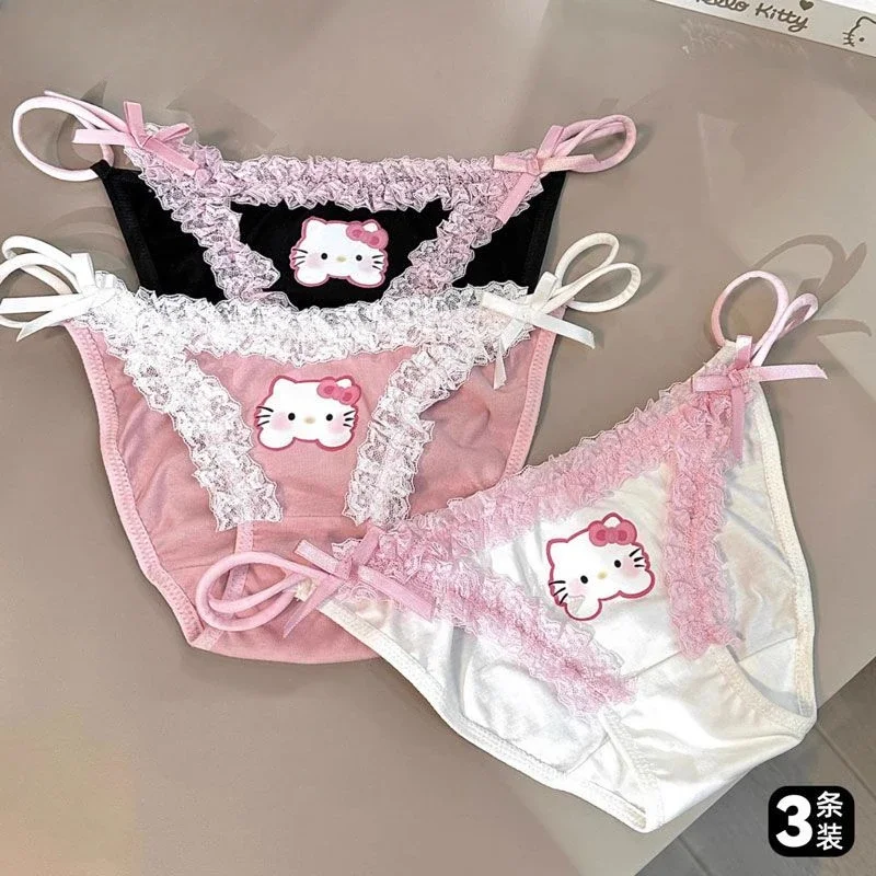 Sanrio Hello Kitty anime character peripheral cartoon cute sexy lace panties creative sweet Y2K briefs bikini gifts wholesale