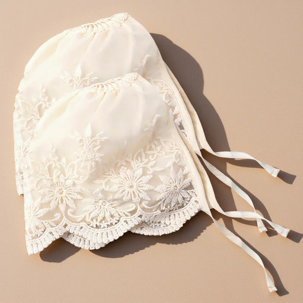

2Pcs Bonnet for Girls 0-3 Months Delicate Lace Head Wrap Gentle on Skin Easter Wedding Sunhat Newborn Headwear Gift