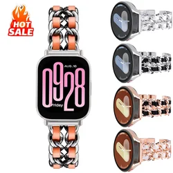 Luxury Leather metal Band For Xiaomi Redmi Watch 5 Active Wristband Straps For Redmi Watch 5 Lite Bracelet 20mm 22mm Accessorie