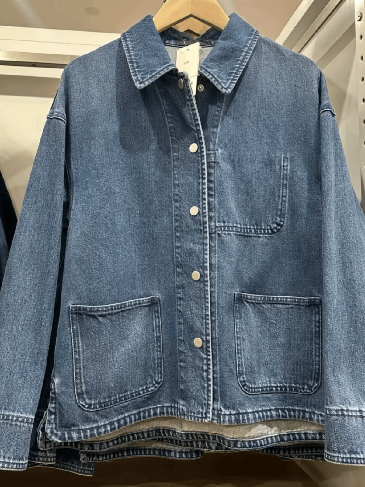 

Casual Cotton Denim Jaet ort Loose Women's Outerwear Fall New Sle Fitting Room Friendly Button Closure Long Sve