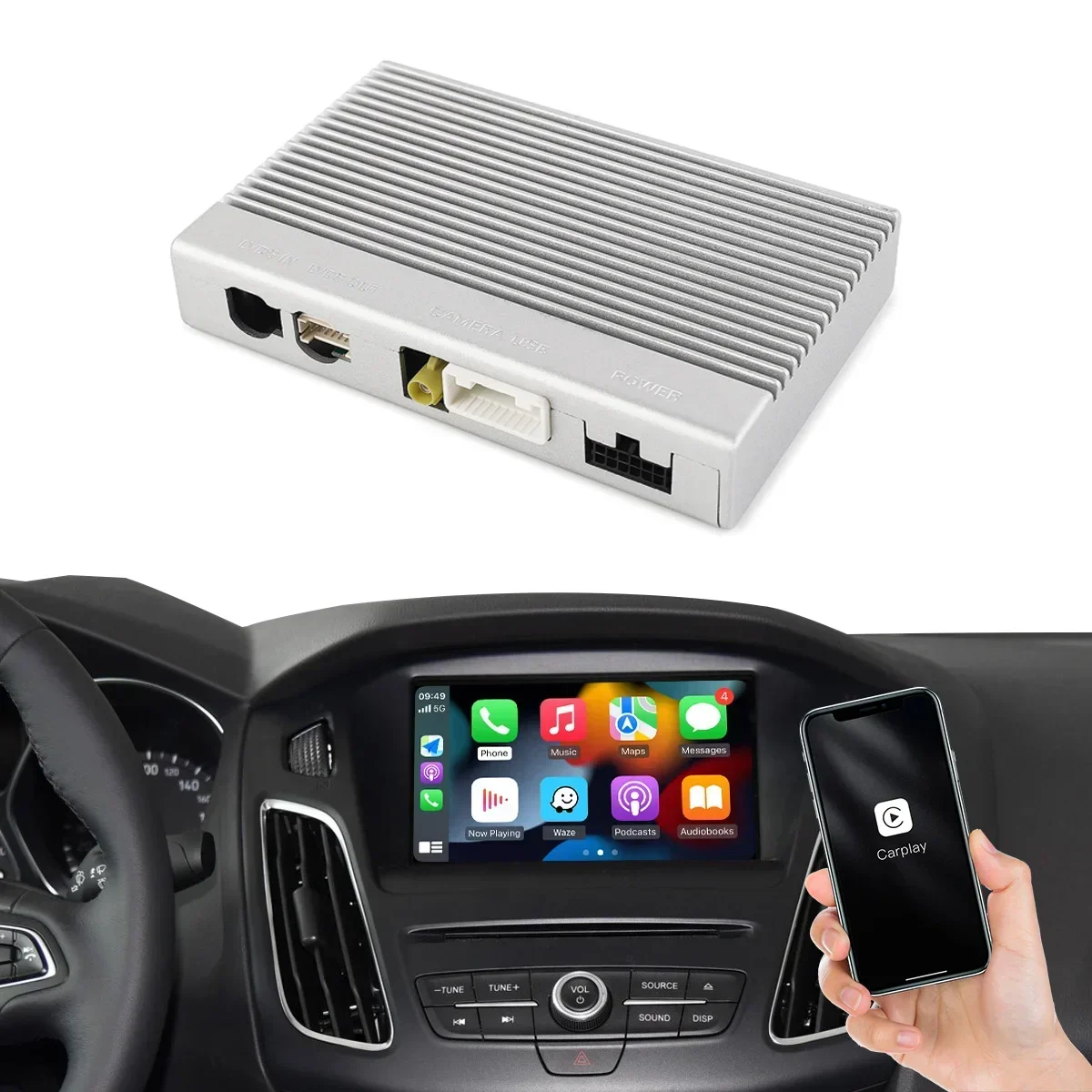 Autoabc Car Video Interface Rear View Camera Multimedia Screen Sync2 Wireless Apple Carplay Android Auto for Ford Modular