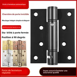 Cerniera a chiusura automatica per porta invisibile Chiudiporta Posizionamento a molla a rimbalzo automatico Cerniera scura per porta in legno chiusa