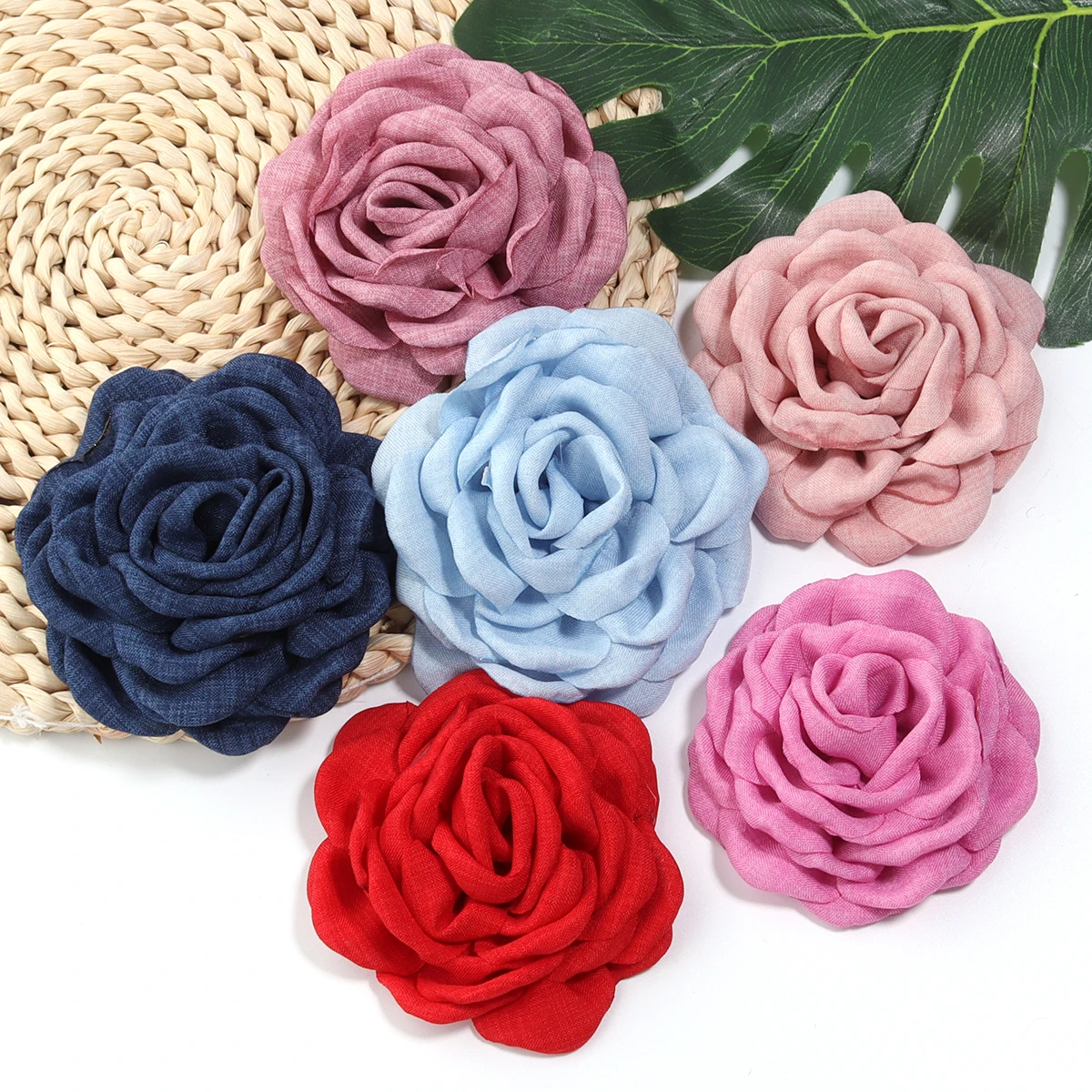1Pcs/Lot 9cm Handmade Fabric Flowers Burned Edge Camellia Flower For DIY Sewing Crafts Brooch Clothing Accessories Wedding Decor