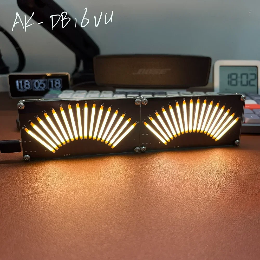 Voice Controlled 16 Bit Music Level Indicator VU Retro Level Indicator Adaptive AGC Music Spectrum Display Desktop Decoration