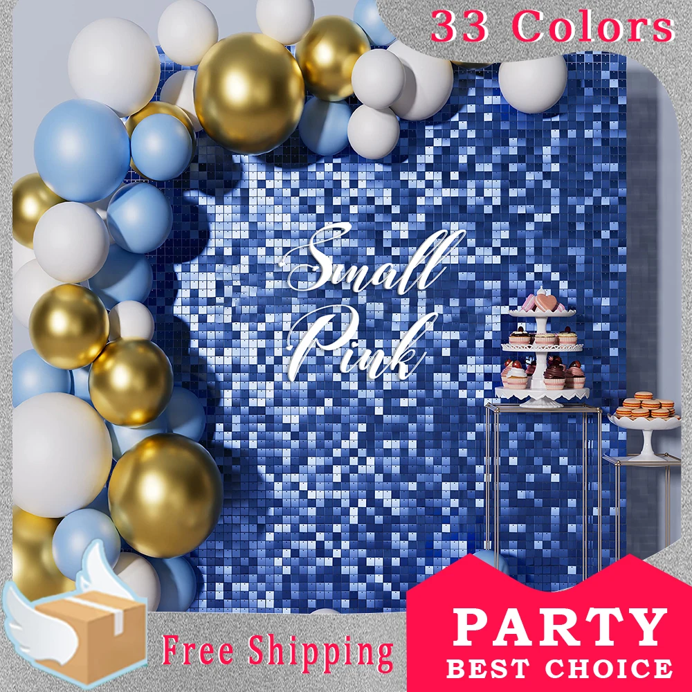 

SmallPink 6-18Pcs Wedding Backdrop Sequin Wall Square Background Panel Celebration Festival Party Indoor Outdoor Home Decoration