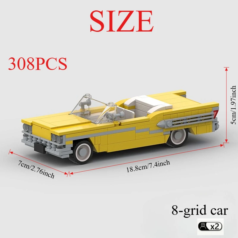 

308PCS Retro Convertible Building Kit - MOC-Compatible Sports Car Model for Adults & Teens, Classic DIY Gift with Guide