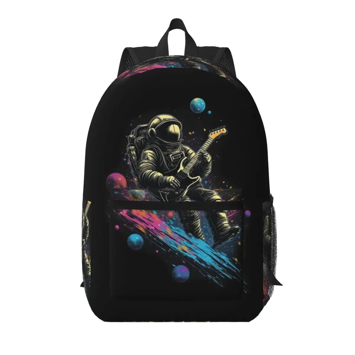Astronaut Playing Guitar In The Space Student Backpack School Bag Hiking Travel Daypack for Boys Girls Bookbag Shoulder Bags
