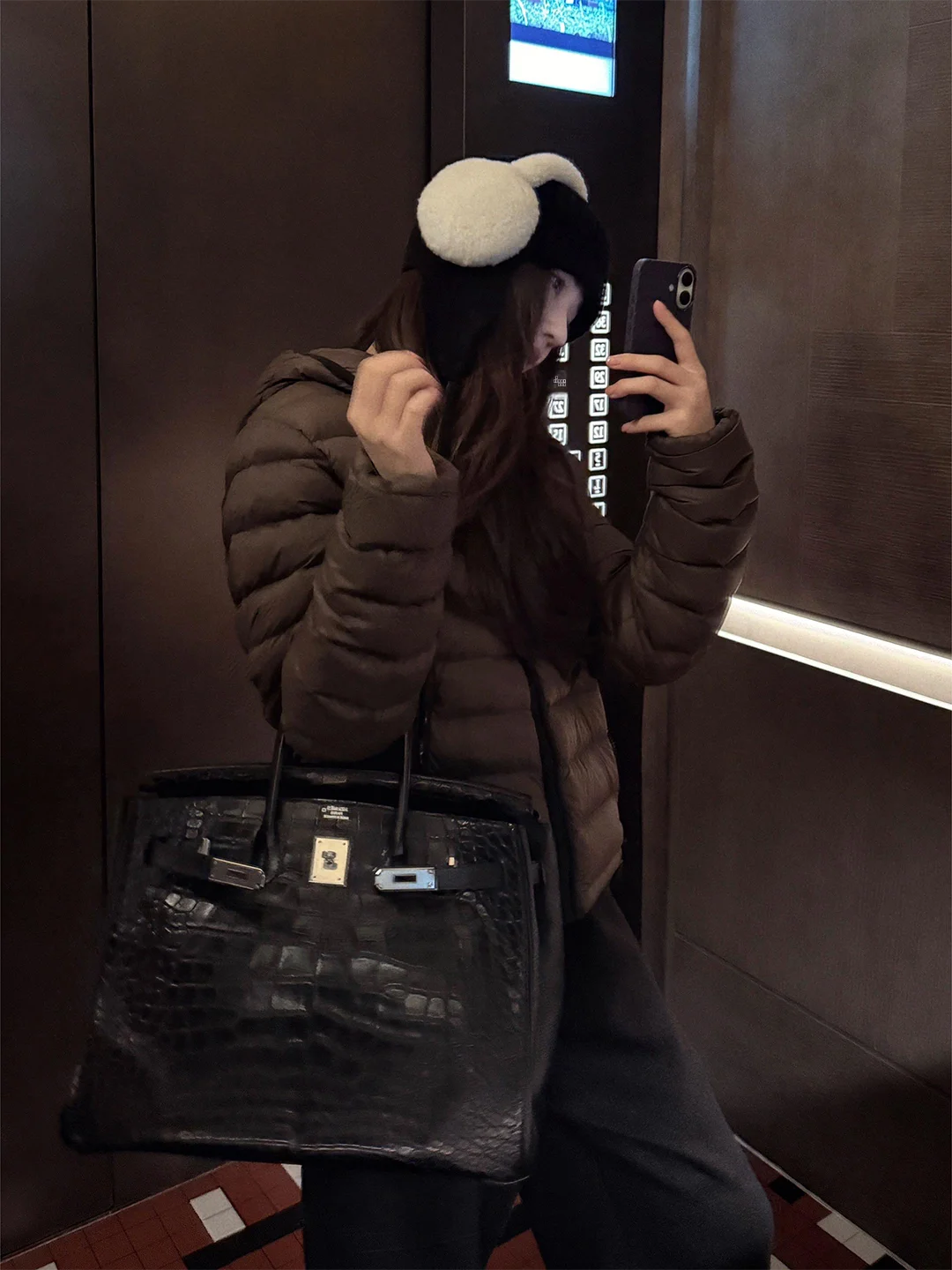 

Zone White Goose down Jaet 95% Fill Power Hooded Plaid Slim Fit Women's Casual Sle Long Sve Warm Nylon Outer Coat