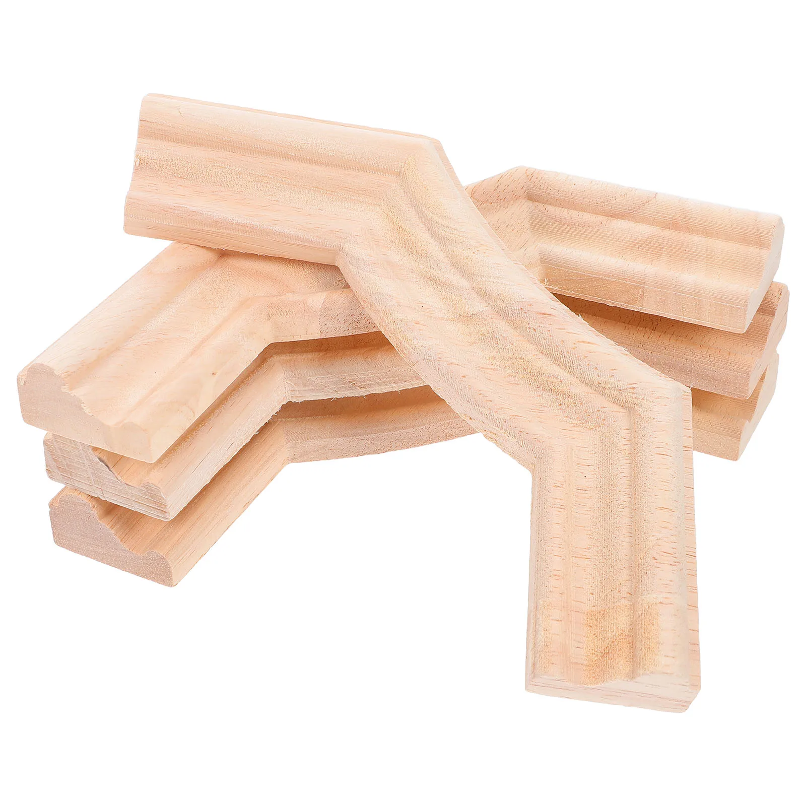 

4 Pcs Unpainted Pastoral Corner Flower Appliques Furniture Beige Wood Onlay Carved Retro naments Decor