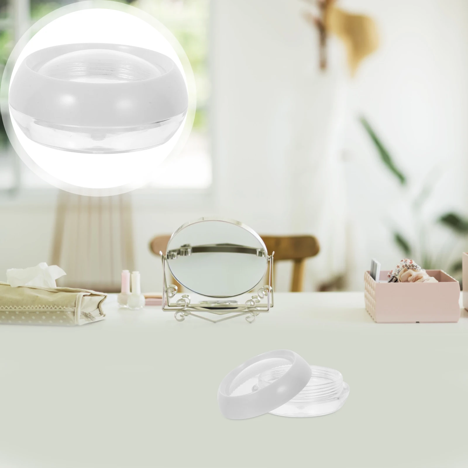 

2Pcs Double Layer Makeup Powder Container Portable Empty Loose Powder Box Case for Women Girls Size L