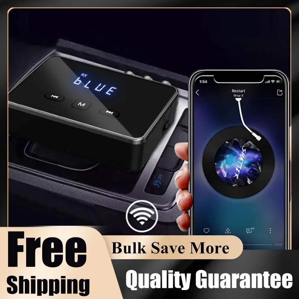 

Беспроводной Bluetooth-адаптер BT 5.4 с приемником-передатчиком, RCA, 3.5 мм AUX и дисплеем для ТВ/автомобиля/ПК/домашней аудиосистемы/колонок